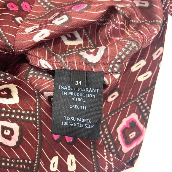 Isabel Marant Maroon Sleeveless 100% Silk Theo Blouse Mandarin Collar sz 34 - Picture 11 of 15